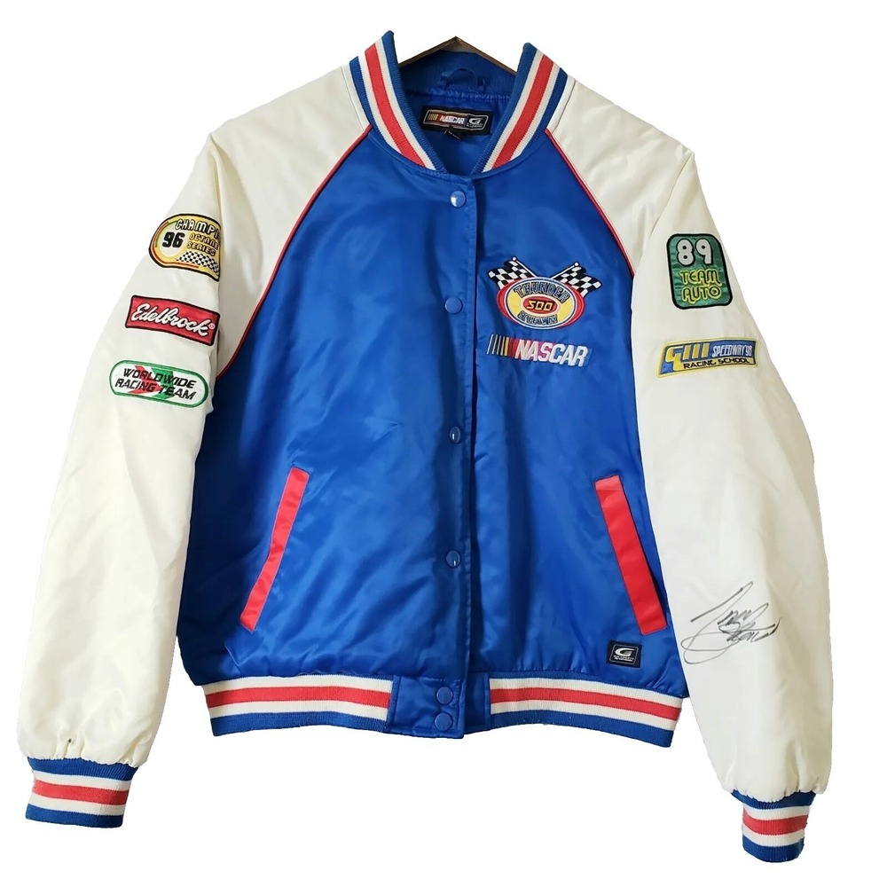 Vintage NASCAR Jacket Autographed Thunder 500 Speedway McMurray Stewart Gordon